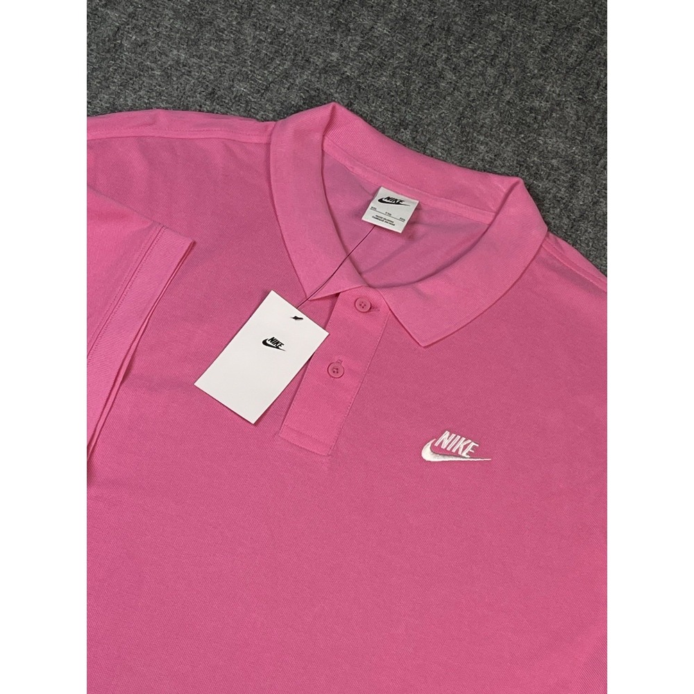 Nike‎ Polo Shirt Men 2XL Pink Golf Logo Sport Casual  Spell Out New With Tag